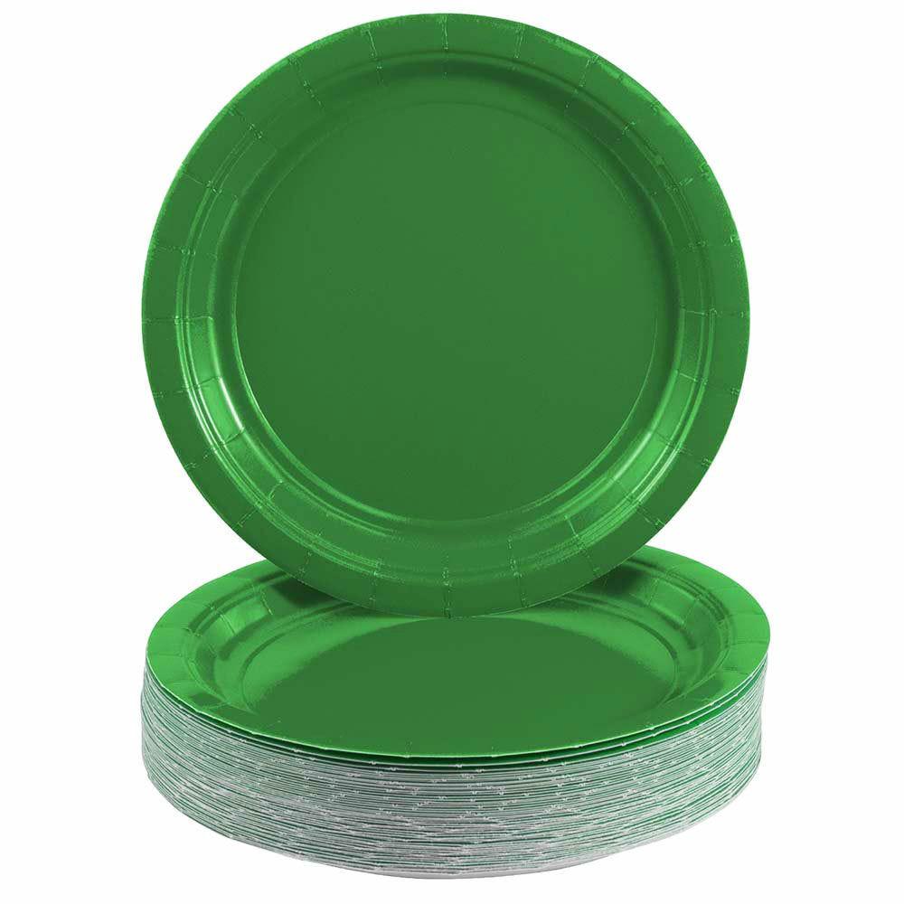 JAM PAPER Round Paper Party Plates, Small, 7 Inch, Green, 50/pack MPN:92557PPGR