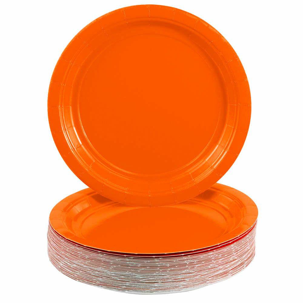 JAM PAPER Round Paper Party Plates, Small, 7 Inch, Orange, 50/pack MPN:92557PPOR