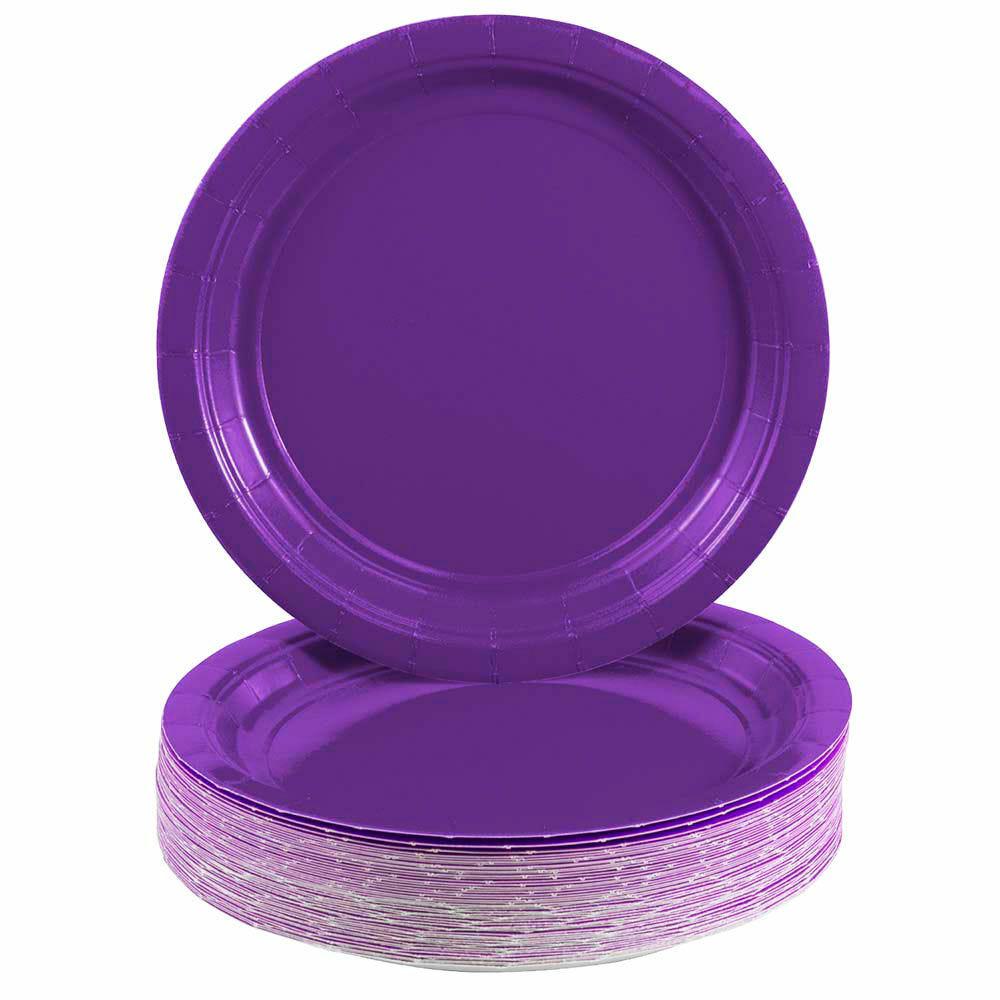 JAM PAPER Round Paper Party Plates, Small, 7 Inch, Purple, 50/pack MPN:92557PPPU