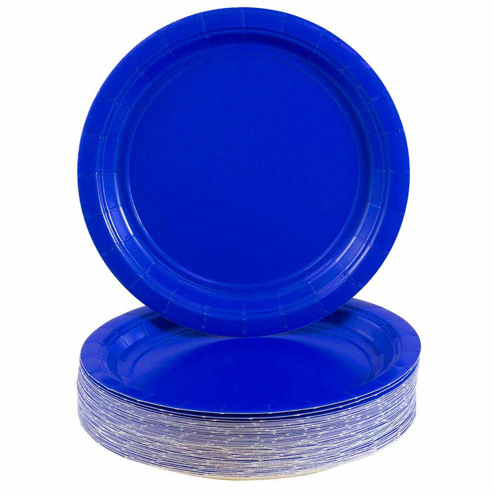 JAM PAPER Round Paper Party Plates, Small, 7 Inch, Royal Blue, 50/pack MPN:92557PPRB