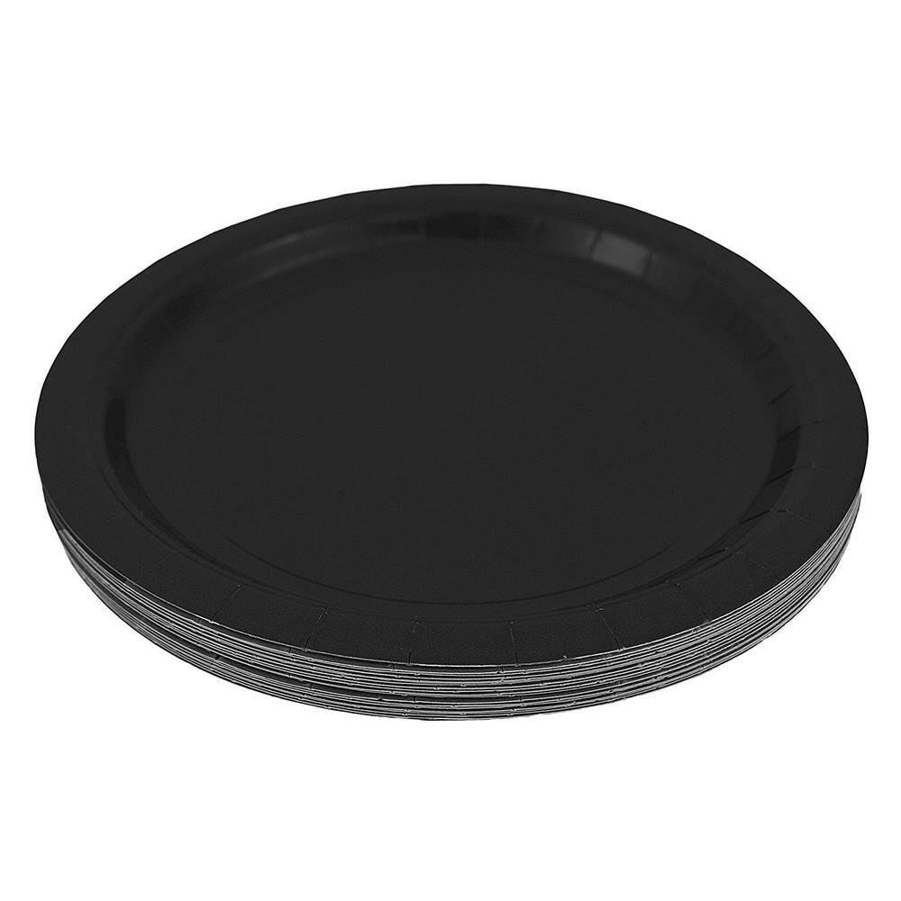 JAM PAPER Round Paper Party Plates, Medium, 9 Inch, Black, 50/pack MPN:9255PPBL