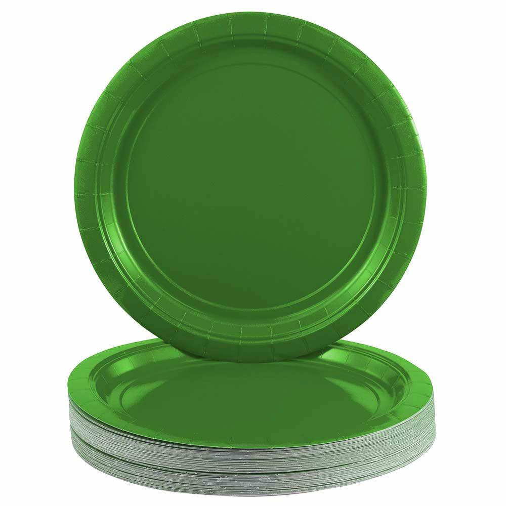 JAM PAPER Round Paper Party Plates, Medium, 9 Inch, Green, 50/pack MPN:9255PPGR