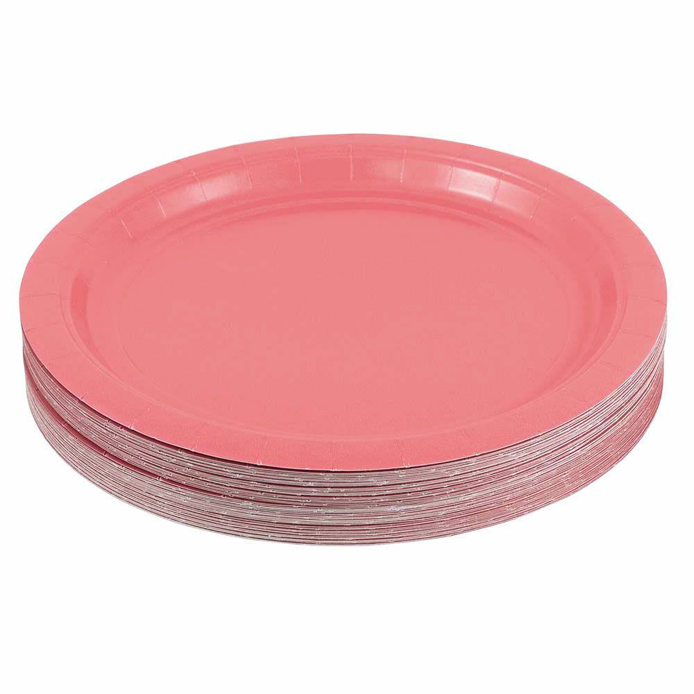 JAM PAPER Round Paper Party Plates, Medium, 9 Inch, Pink, 50/pack MPN:9255PPPI