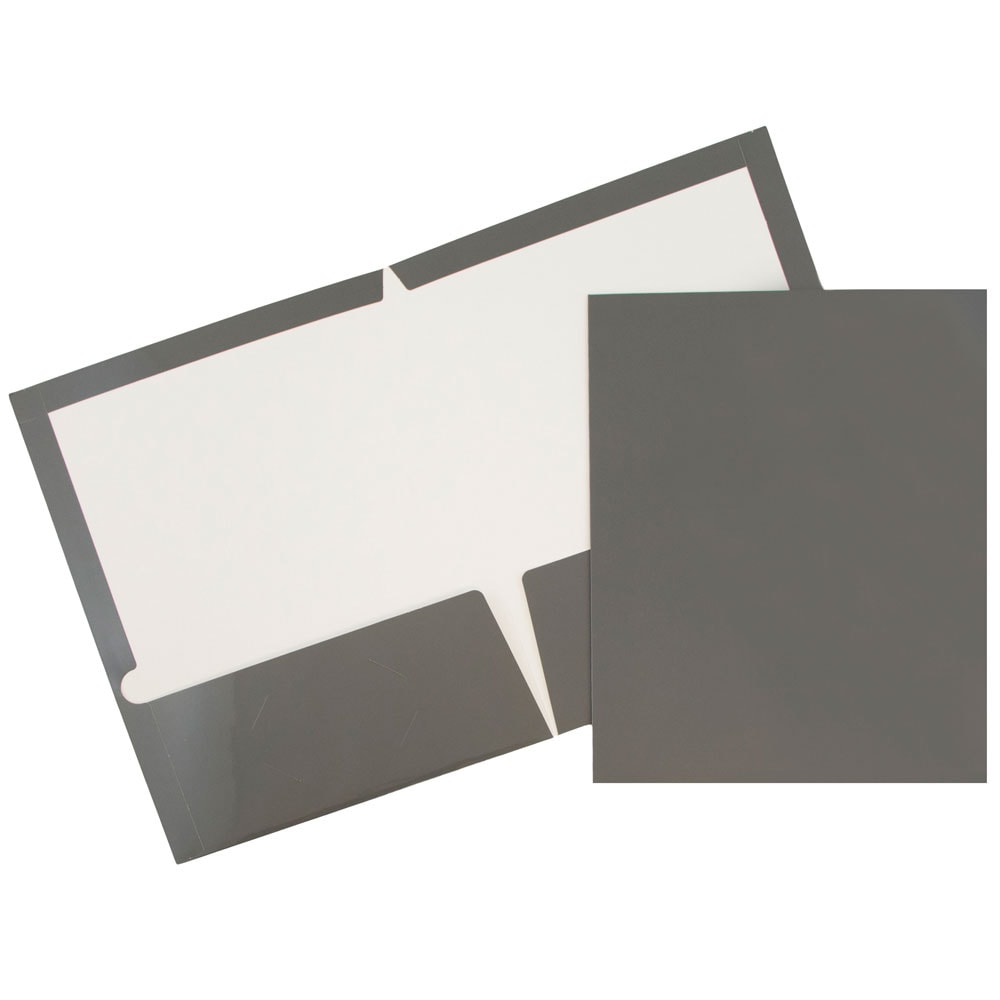 JAM Paper Glossy 2-Pocket Presentation Folders, Gray, Pack of 6 MPN:31225352U