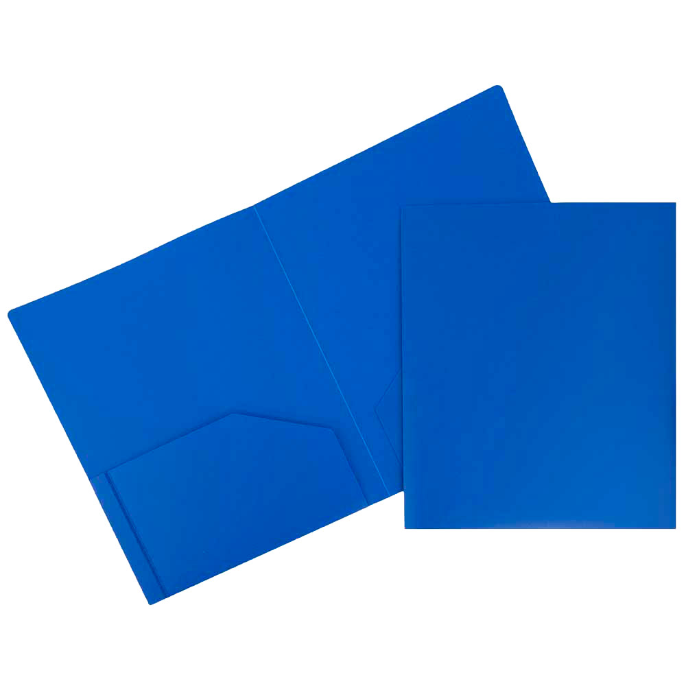 JAM Paper Plastic 2-Pocket POP Folders, 9 1/2in x 11 1/2in, Blue, Pack Of 6 MPN:382EBUD