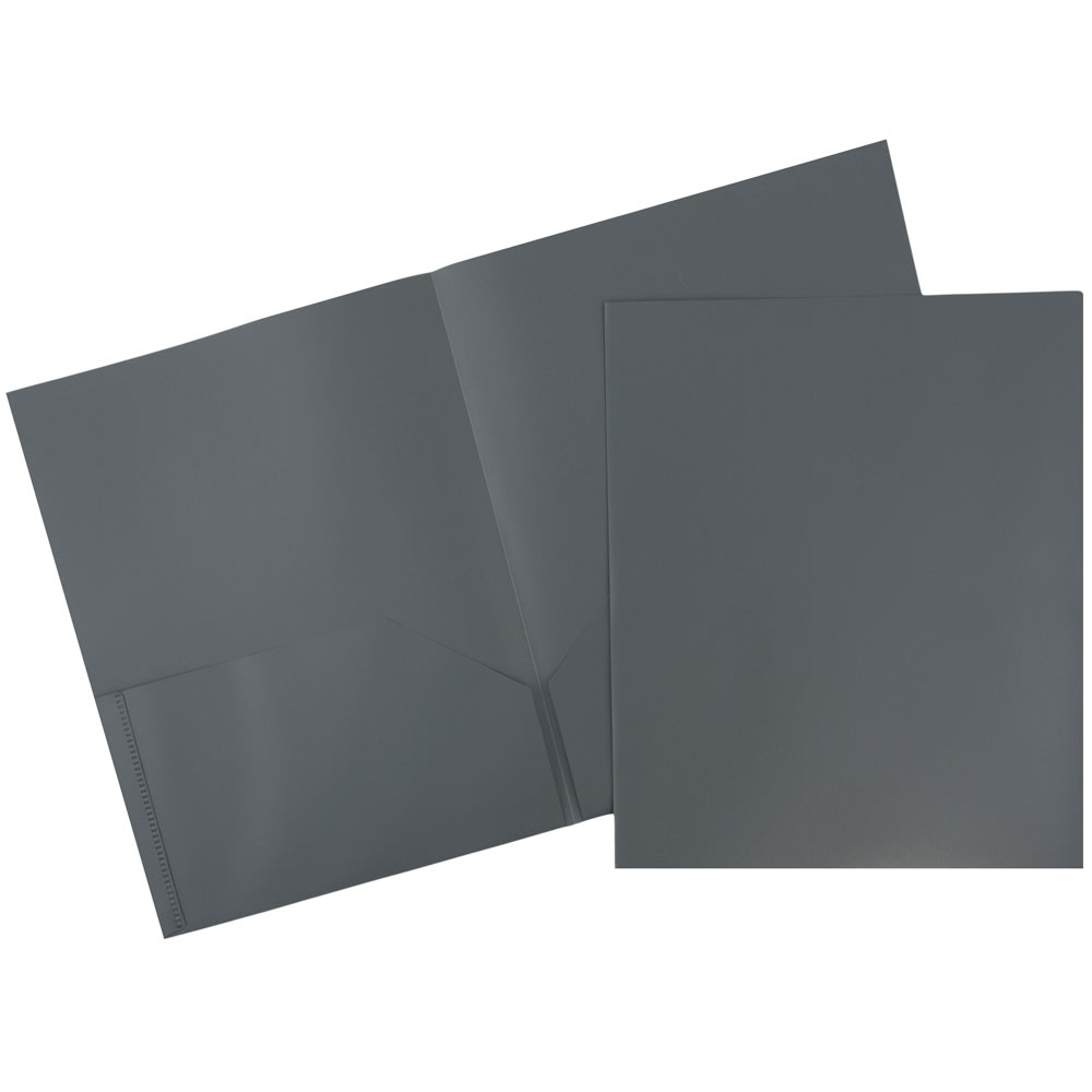 JAM Paper Plastic 2-Pocket POP Folders, 9 1/2in x 11 1/2in, Gray, Pack Of 6 MPN:382EGYD