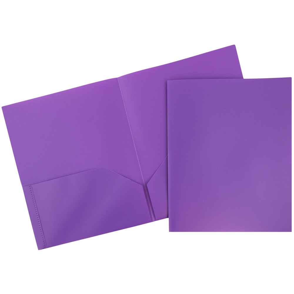 JAM Paper Plastic 2-Pocket POP Folders, 9 1/2in x 11 1/2in, Purple, Pack Of 6 MPN:382EPUD
