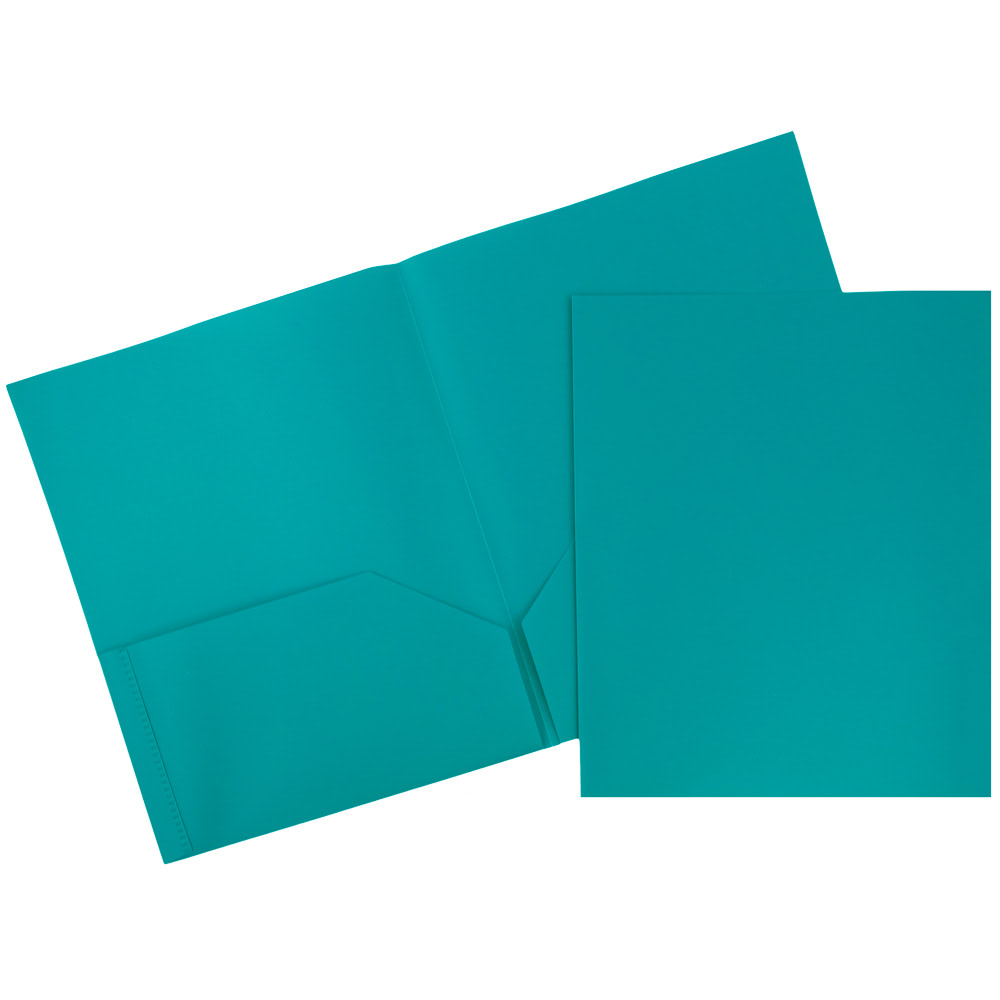 JAM Paper Plastic 2-Pocket School POP Folders, 9 1/2in x 11 1/2in, Teal, Pack Of 6 MPN:382ETED
