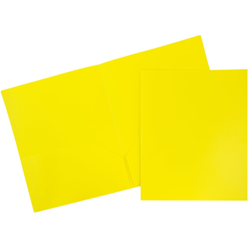 JAM Paper Plastic 2-Pocket POP Folders, 9 1/2in x 11 1/2in, Yellow, Pack Of 6 MPN:382EYED