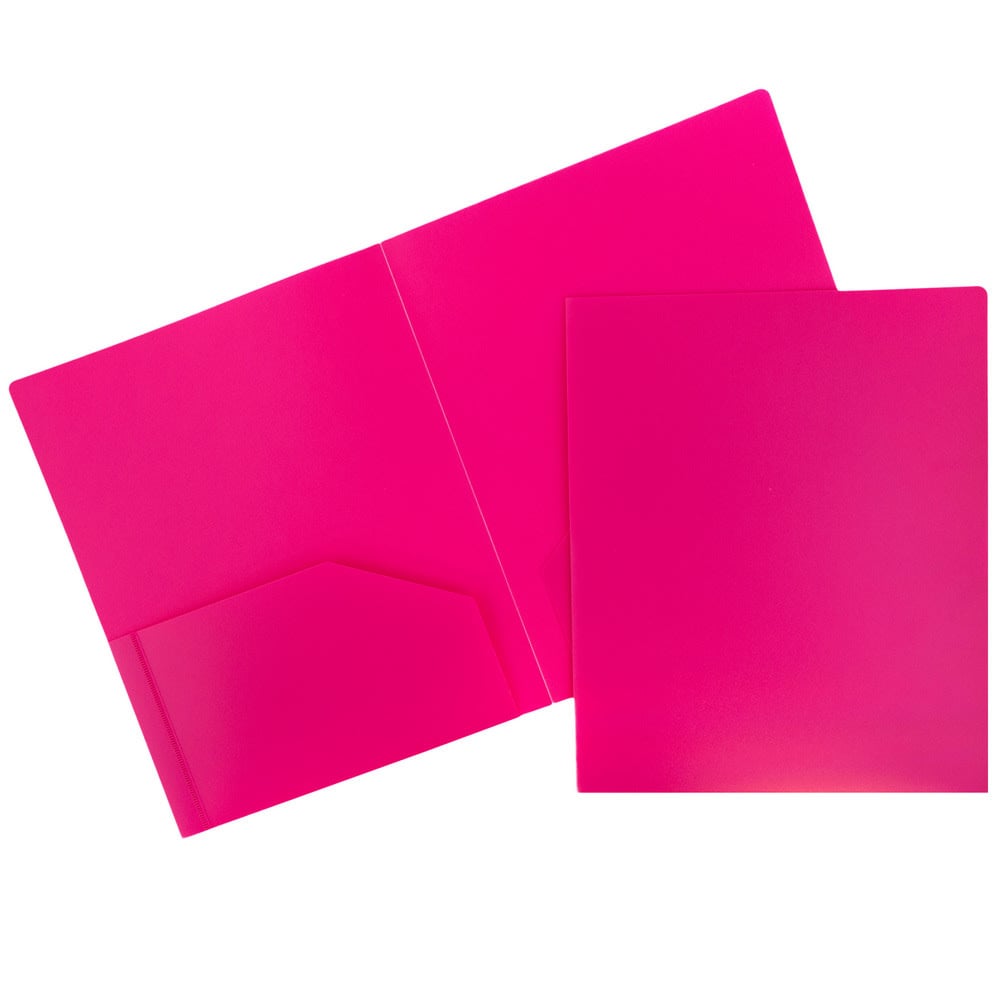 JAM Paper Heavy-Duty 2-Pocket Plastic Presentation Folders, 9in x 12in, Fuchsia Pink, Pack Of 6 MPN:383HFUA