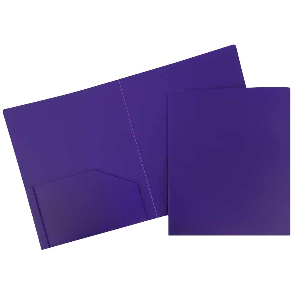 JAM Paper Heavy-Duty 2-Pocket Plastic Presentation Folders, 9in x 12in, Purple, Pack Of 6 MPN:383HPUA