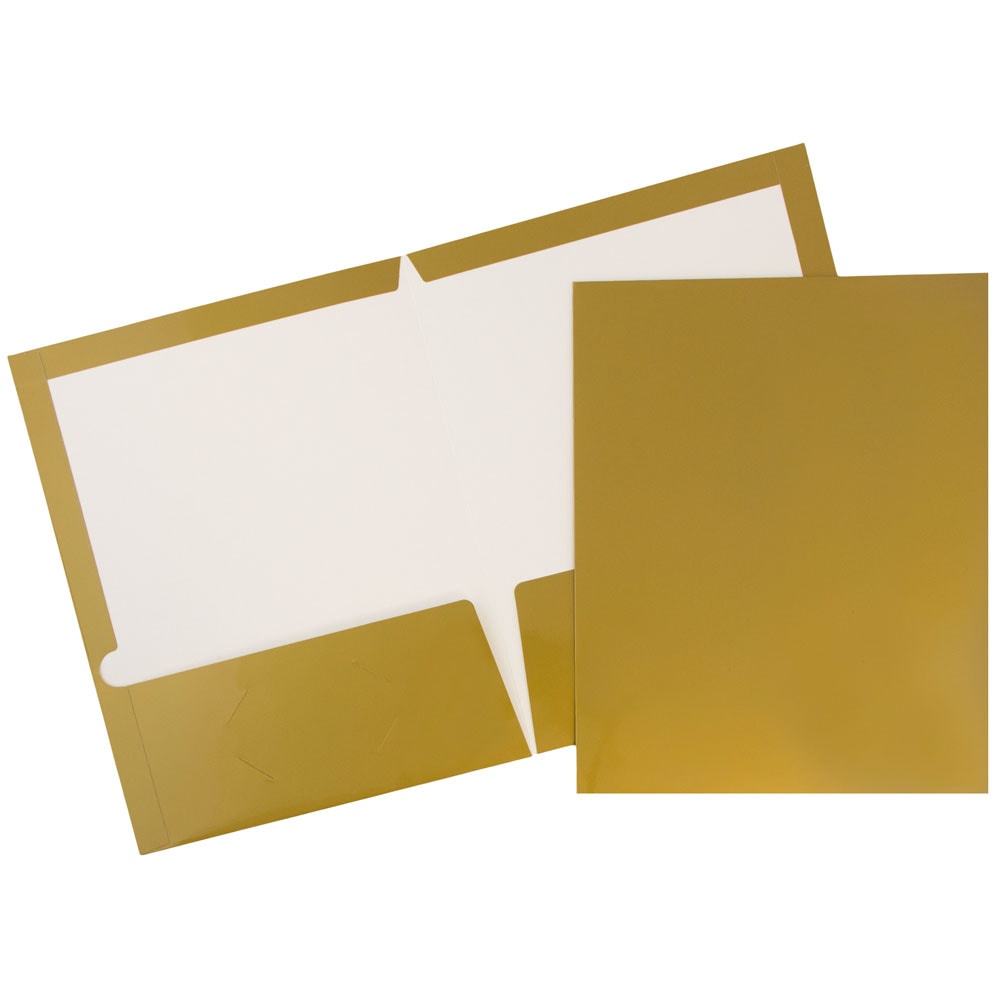 JAM Paper Glossy 2-Pocket Presentation Folders, Gold, Pack of 6 MPN:385GGOA