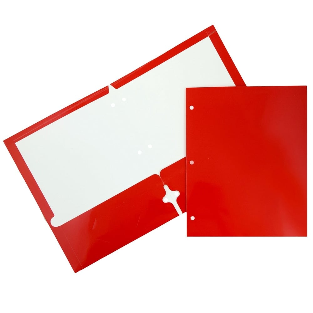 JAM Paper Glossy 3-Hole-Punched 2-Pocket Presentation Folders, Red, Pack of 6 MPN:385GHPREA