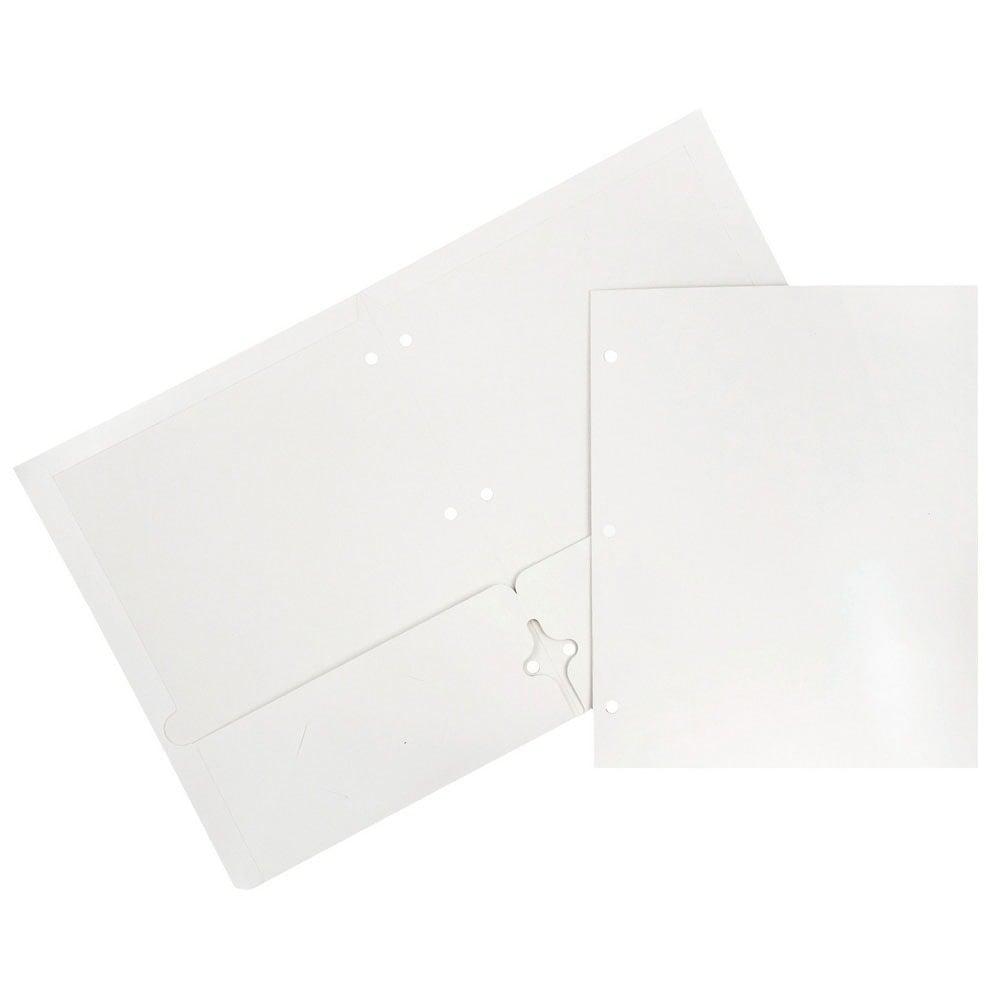 JAM Paper Glossy 3-Hole-Punched 2-Pocket Presentation Folders, White, Pack of 6 MPN:385GHPWHA