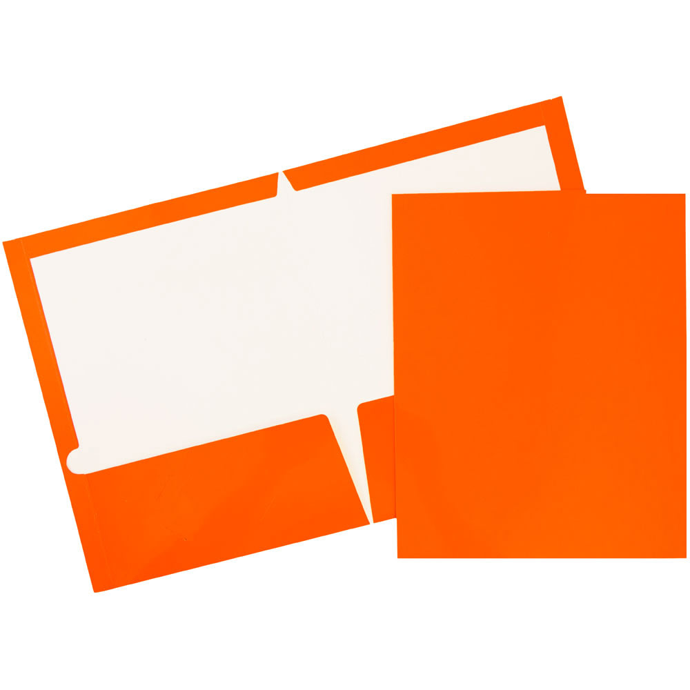 JAM Paper Glossy 2-Pocket Presentation Folders, Orange, Pack Of 6 MPN:385GORA