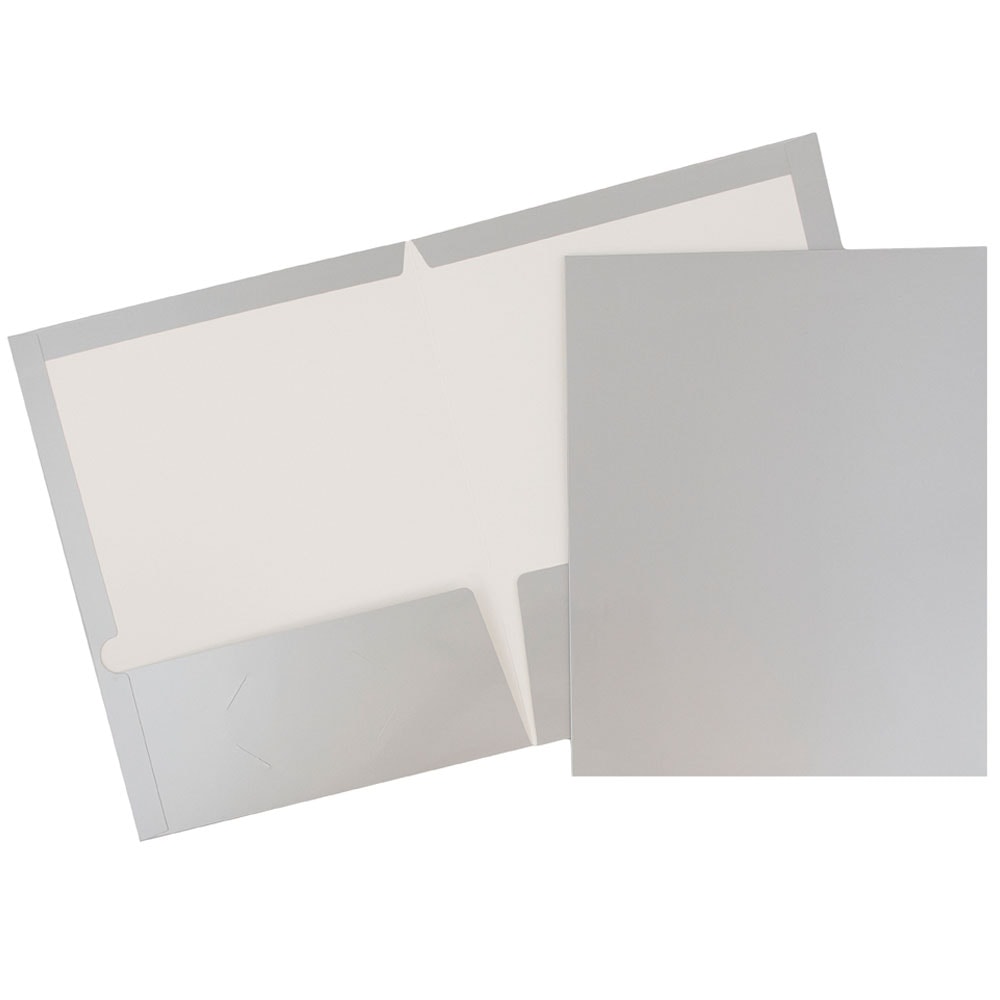 JAM Paper Glossy 2-Pocket Presentation Folders, Grey, Pack of 6 MPN:385GSIA