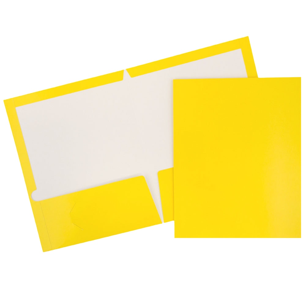 JAM Paper Glossy 2-Pocket Presentation Folders, Yellow, Pack of 6 MPN:385GYEA
