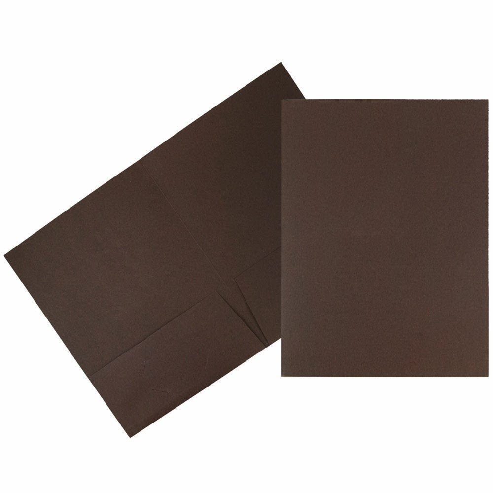 JAM Paper 2-Pocket Linen Presentation Folders, 9in x 12in, Chocolate Brown, Pack Of 50 MPN:386LBRC
