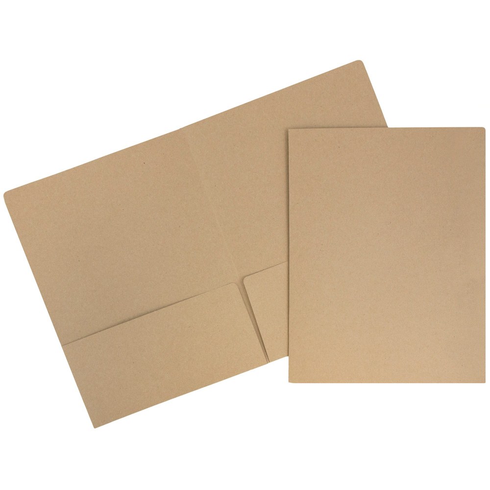 JAM Paper Matte 2-Pocket Presentation Folders, 9in x 12in, 100% Recycled, Brown Kraft, Pack Of 6 MPN:5166617481D