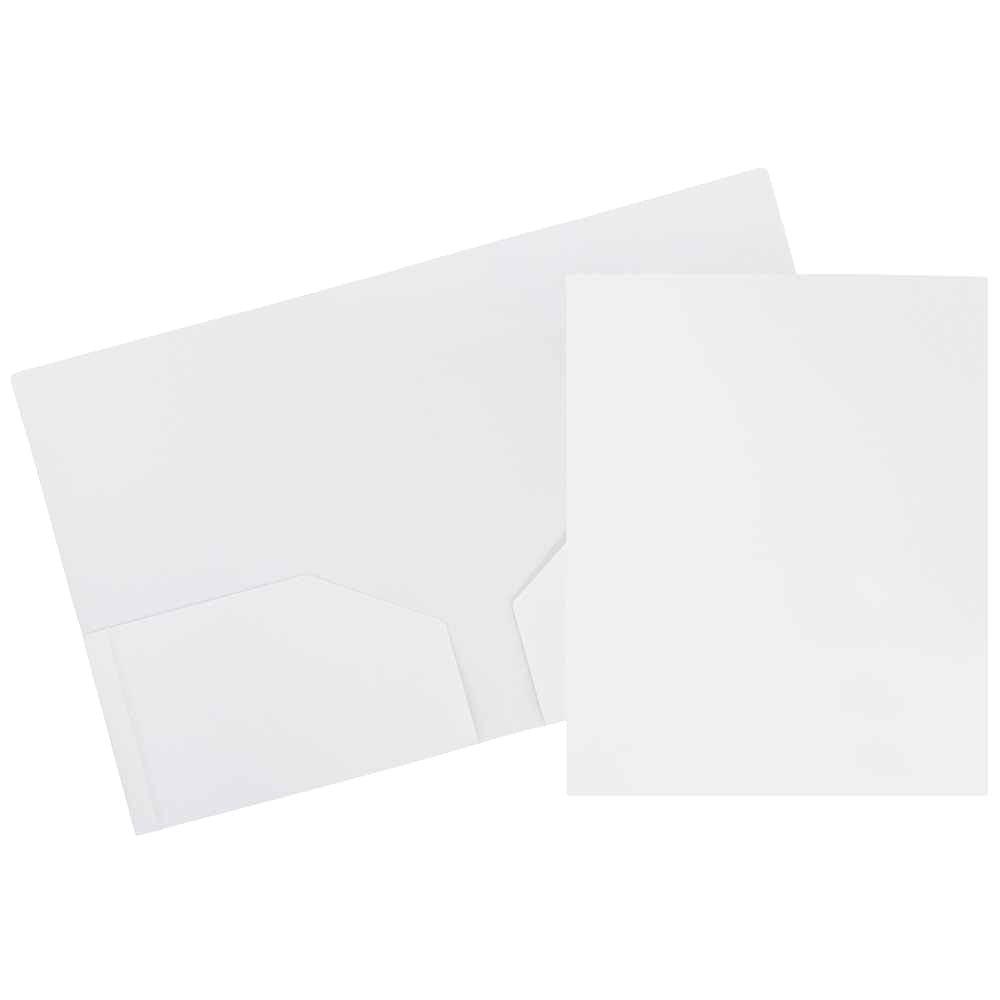 JAM Paper Heavy-Duty 2-Pocket Plastic Presentation Folders, 9in x 12in, White, Pack Of 6 MPN:57404D