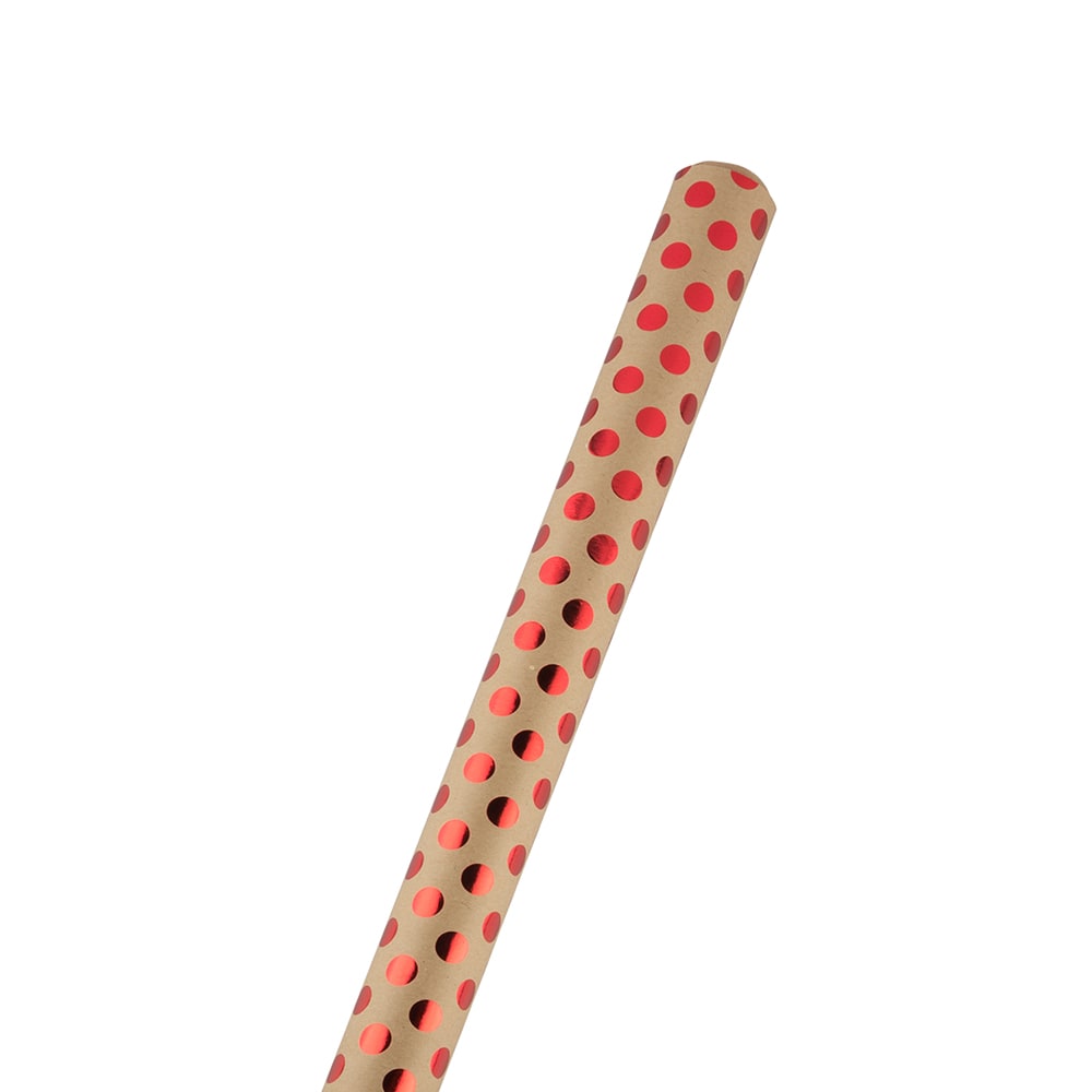 JAM Paper Wrapping Paper, Polka Dot, 25 Sq Ft, Kraft Brown & Red MPN:165KD25REOD