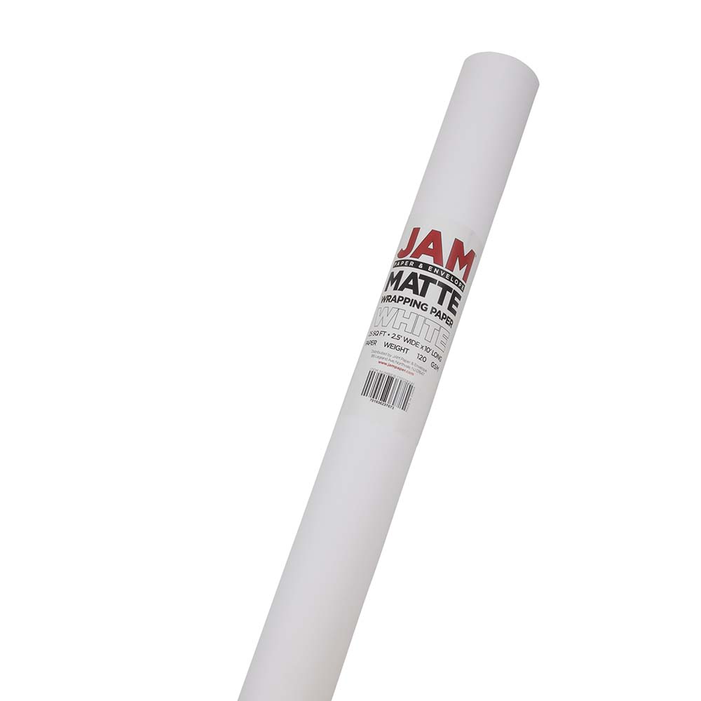 JAM Paper Wrapping Paper, Matte, 25 Sq Ft, White MPN:170128241OD