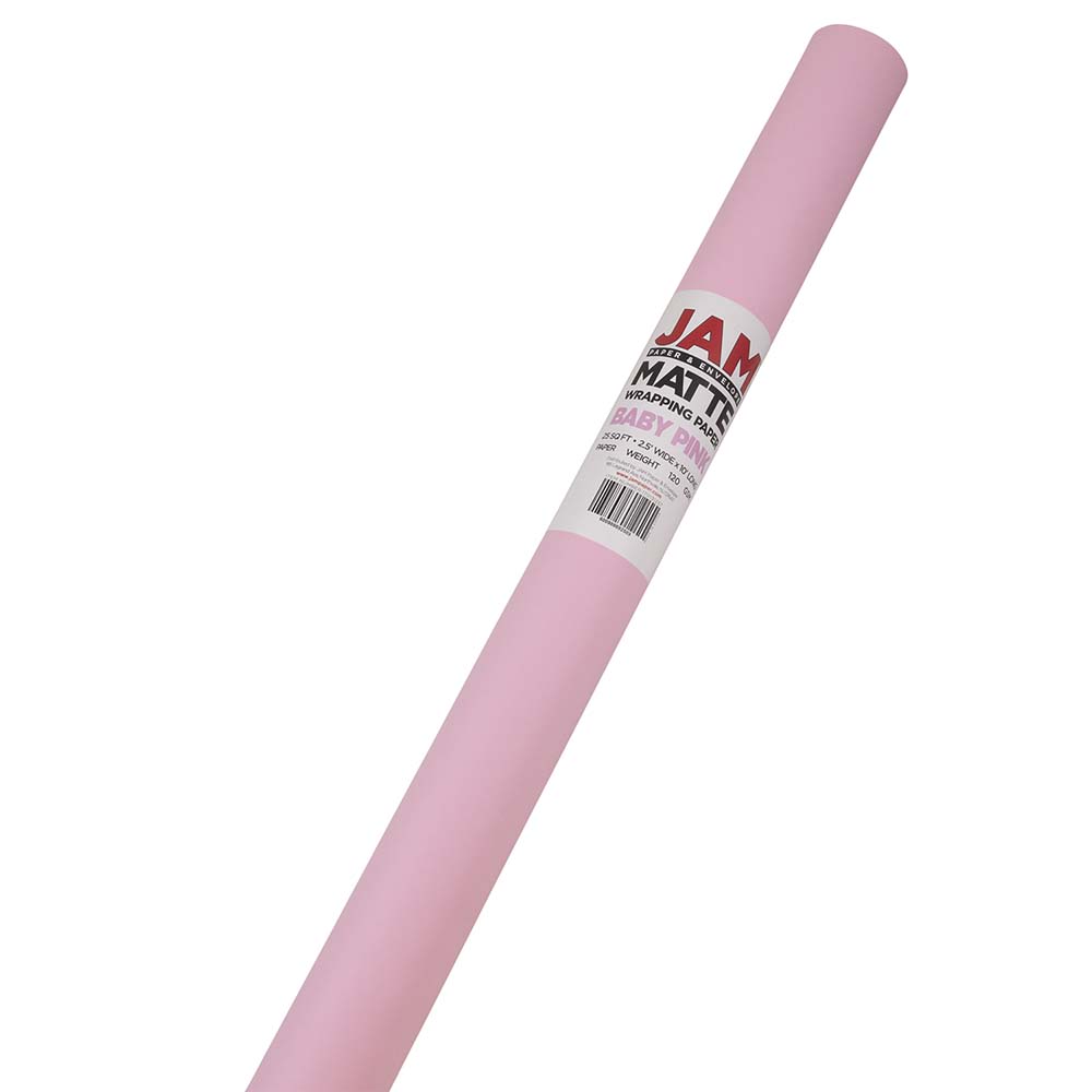 JAM Paper Wrapping Paper, Matte, 25 Sq Ft, Pink MPN:170131237OD
