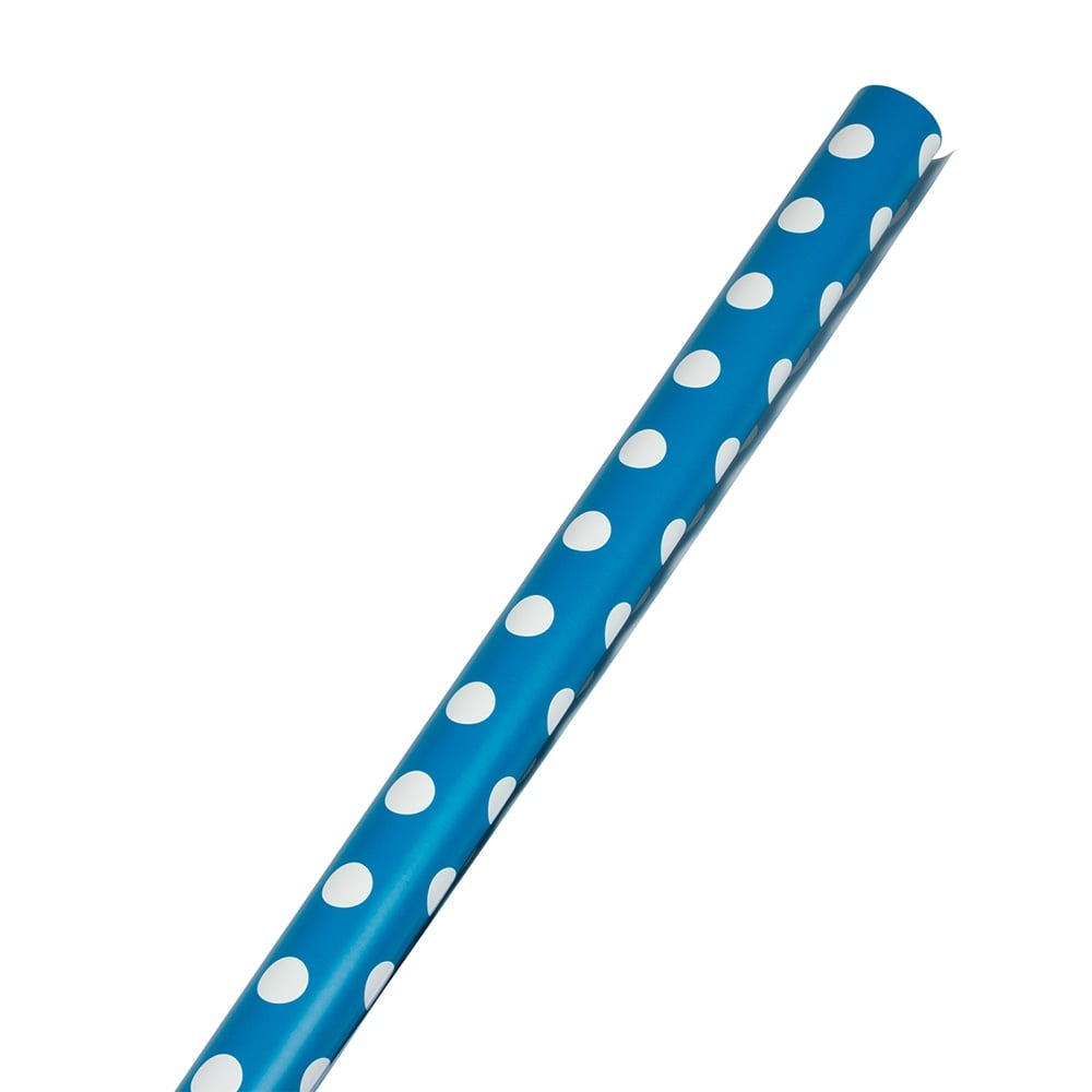 JAM Paper Wrapping Paper, Polka Dot, 25 Sq Ft, Blue & White MPN:2226416993OD