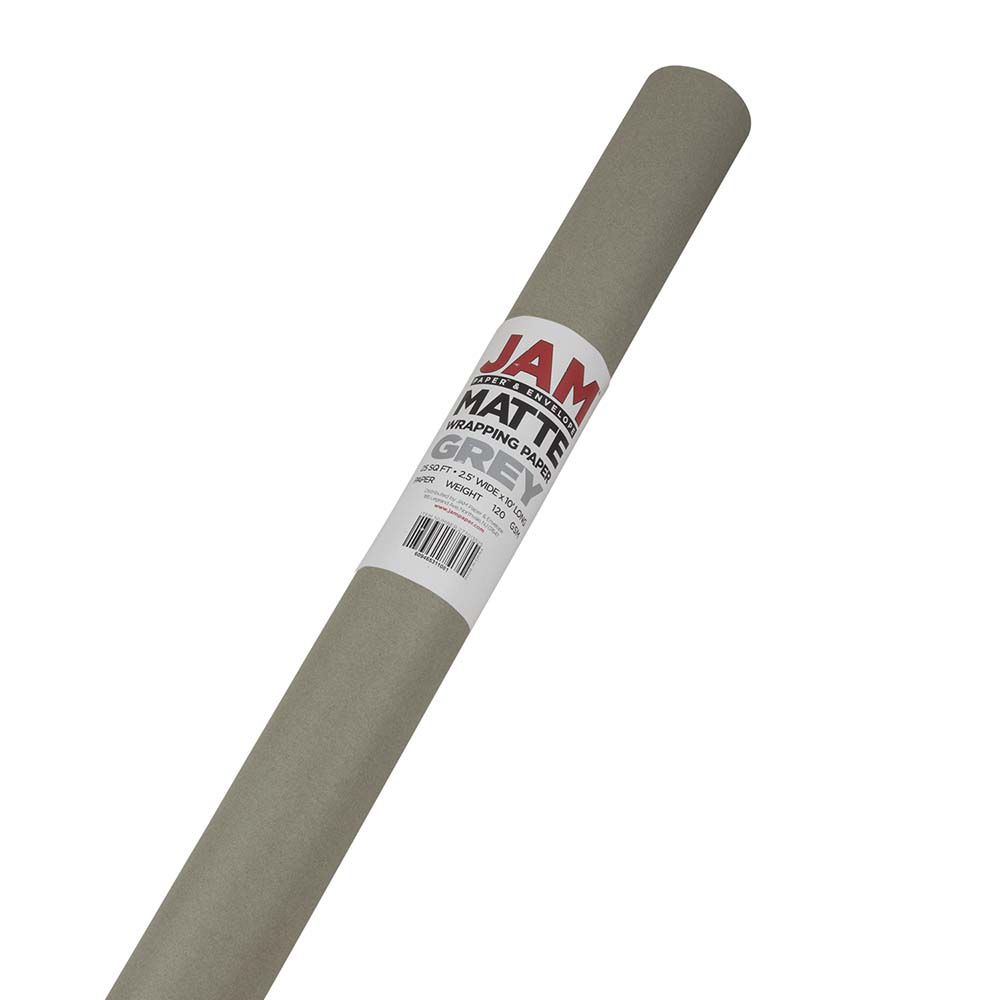JAM Paper Wrapping Paper, Matte, 25 Sq Ft, Slate Gray MPN:277013525OD