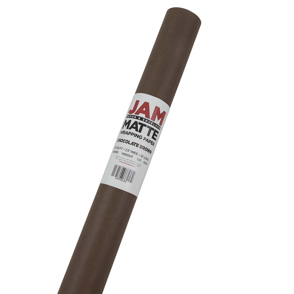 JAM Paper Wrapping Paper, Matte, 25 Sq Ft, Chocolate Brown MPN:377011201OD