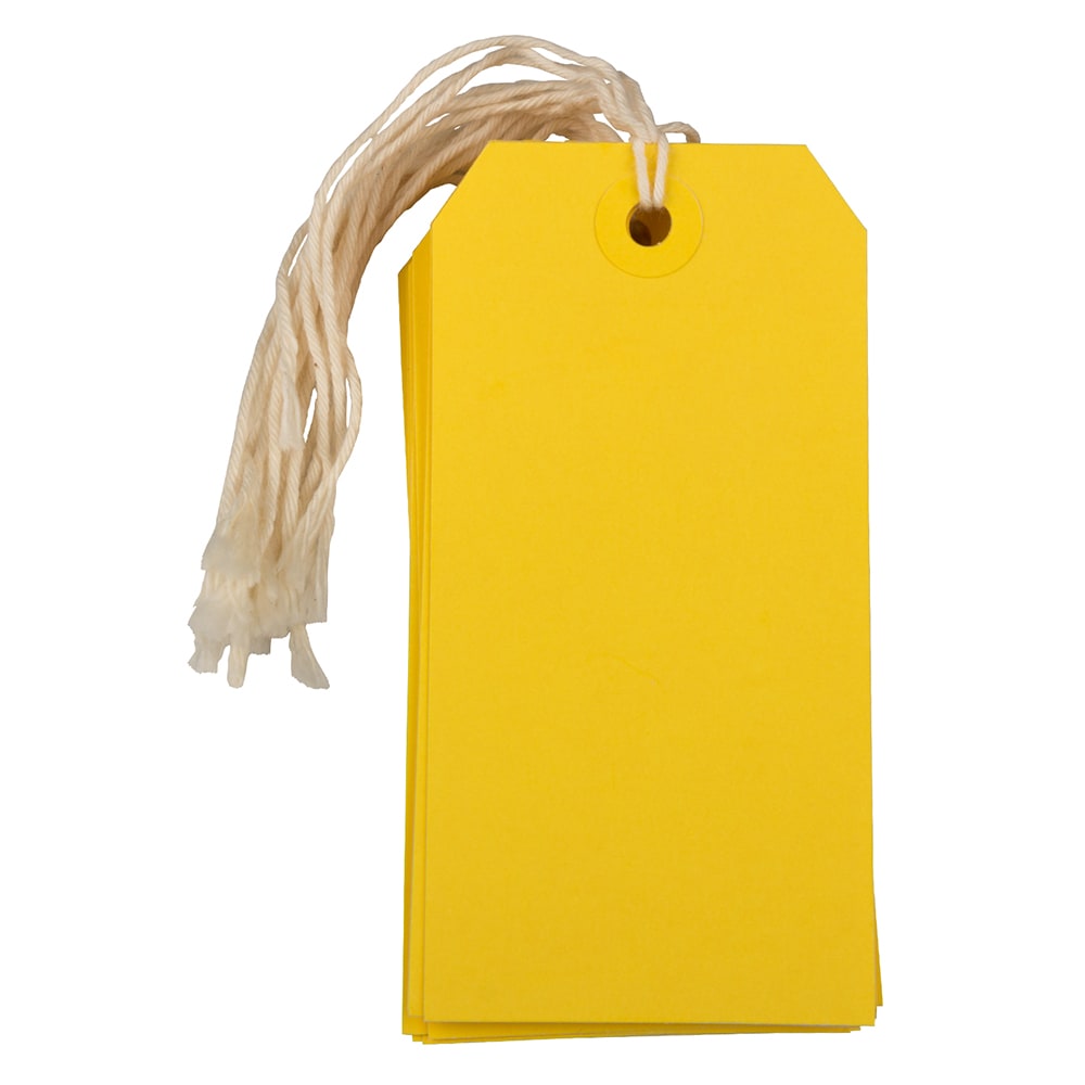 JAM Paper Medium Gift Tags, 4-3/4in x 2-3/8in, Yellow, Pack Of 10 Tags MPN:39197121A