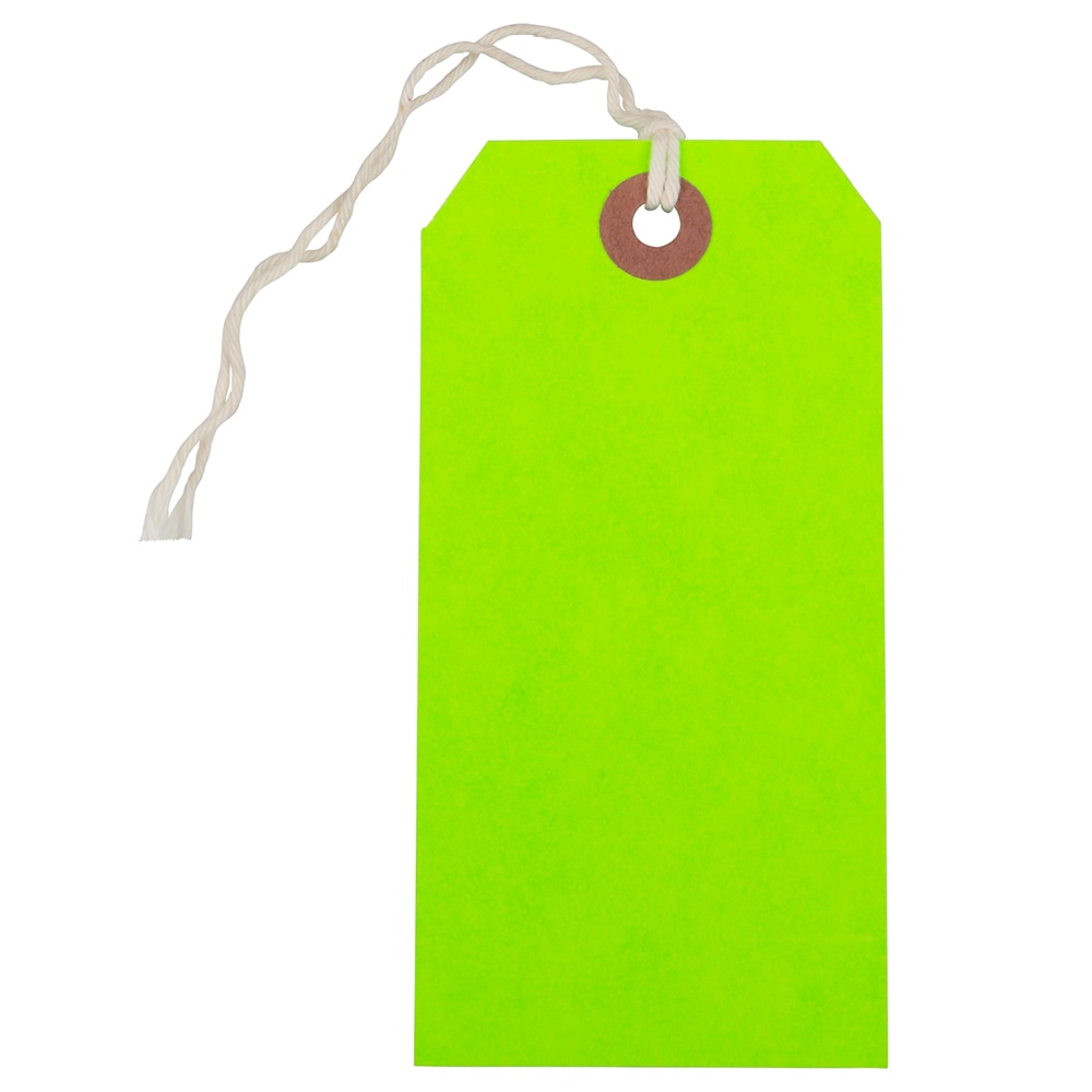 JAM Paper Medium Gift Tags, 4-3/4in x 2-3/8in, Neon Green, Pack Of 10 Tags MPN:91931037A