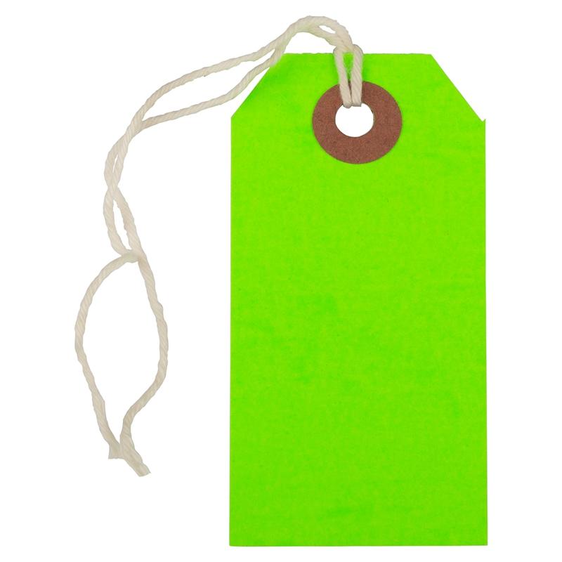 JAM Paper Small Gift Tags, 3-1/4in x 1-9/16in, Neon Green, Pack Of 10 Tags MPN:91931042A
