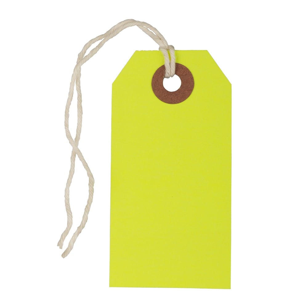 JAM Paper Small Gift Tags, 3-1/4in x 1-9/16in, Neon Yellow, Pack Of 10 Tags MPN:91931045A
