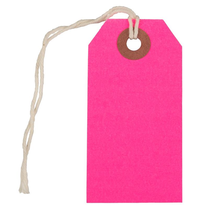 JAM Paper Small Gift Tags, 3-1/4in x 1-9/16in, Neon Pink, Pack Of 10 Tags MPN:91931046A
