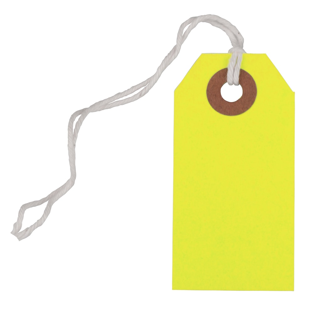 JAM Paper Tiny Gift Tags, 3-3/8in x 2-3/4in, Neon Yellow, Pack Of 10 Tags MPN:91931050A