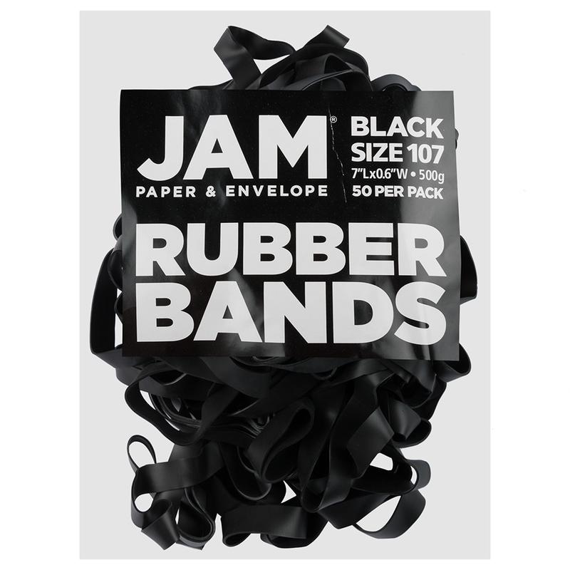 JAM Paper Rubber Bands, Black, Size 107 MPN:333107RBBLOD