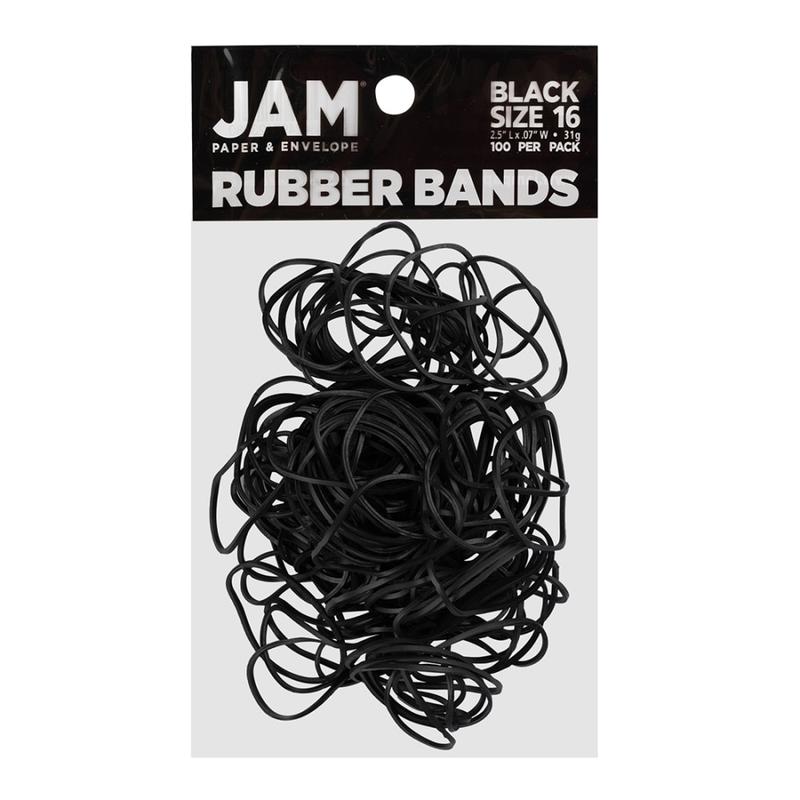 JAM Paper Rubber Bands, Black, Size 16, Pack Of 100 Rubber Bands MPN:33316RBBLOD