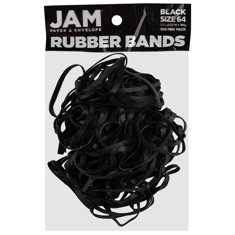 JAM Paper Rubber Bands, Black, Size 64, Pack Of 100 Rubber Bands MPN:33364RBBLOD