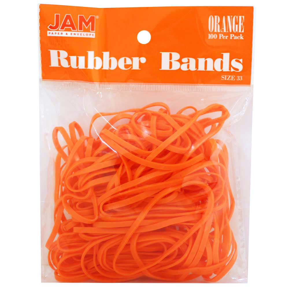 JAM Paper Rubber Bands, Size 33, Orange, Bag Of 100 Rubber Bands MPN:333RBOR