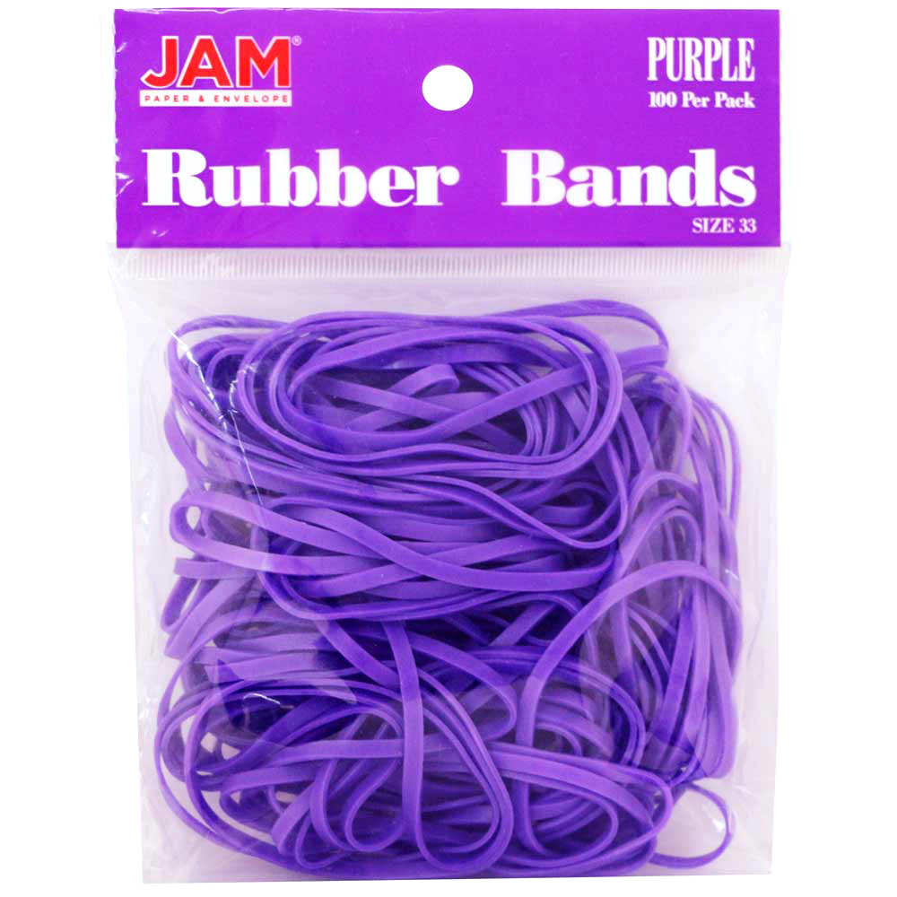JAM Paper Rubber Bands, Size 33, Purple, Bag Of 100 Rubber Bands MPN:333RBPU
