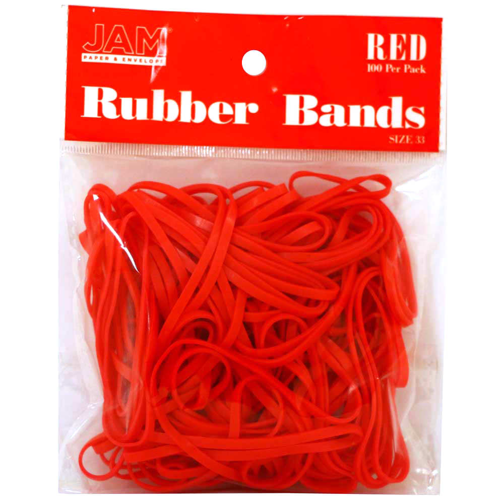 JAM Paper Rubber Bands, Size 33, Red, Bag Of 100 Rubber Bands MPN:333RBRE