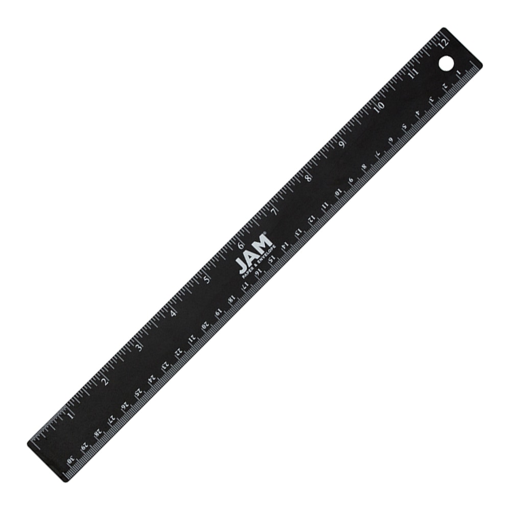 JAM Paper Non-Skid Stainless-Steel Ruler, 12in, Black MPN:347M12BLOD