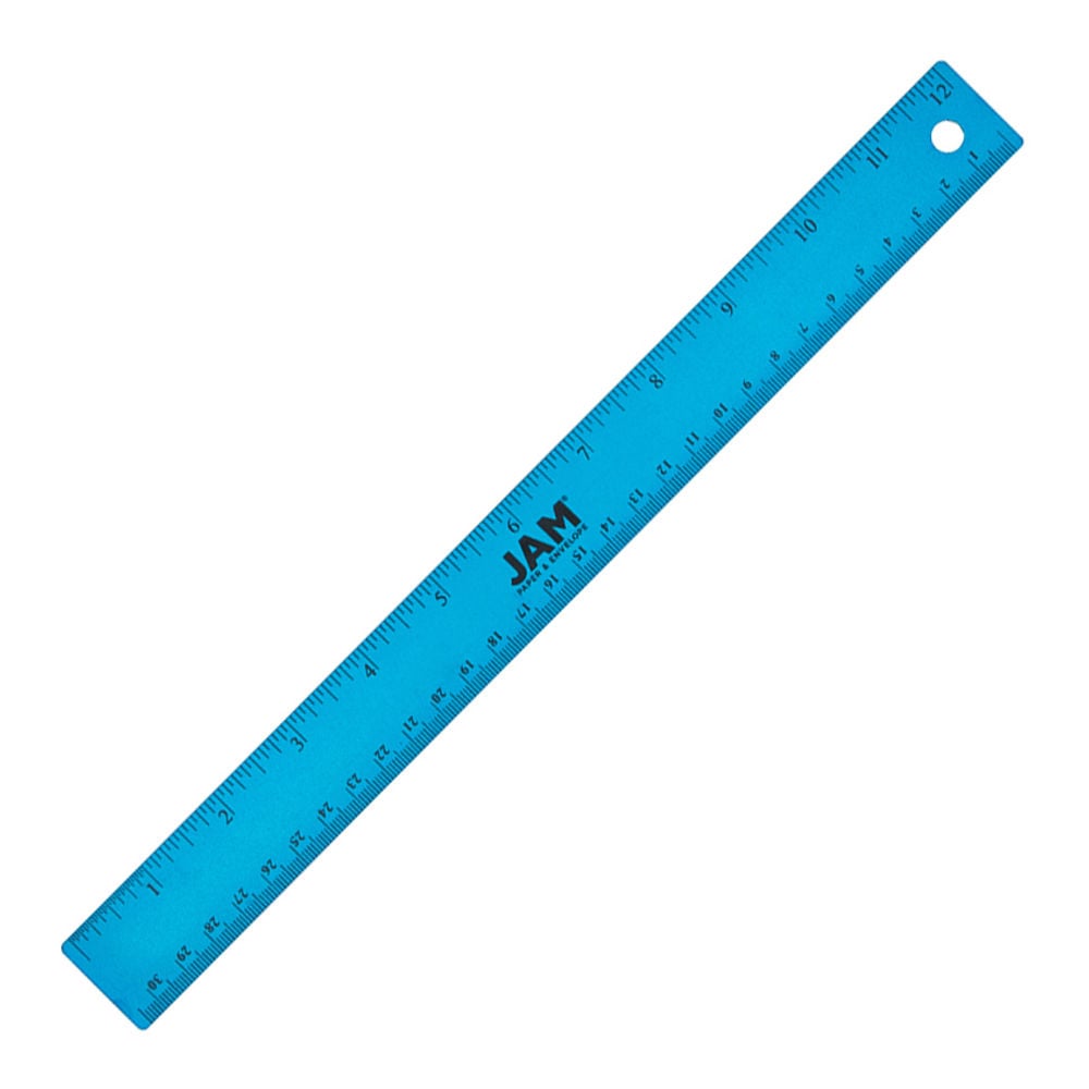 JAM Paper Non-Skid Stainless-Steel Ruler, 12in, Blue MPN:347M12BUOD