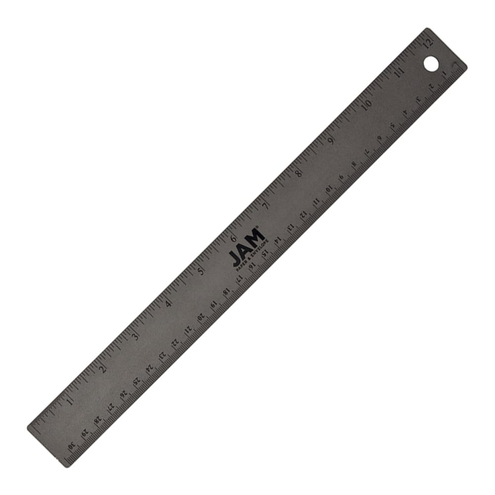 JAM Paper Non-Skid Stainless-Steel Ruler, 12in, Gray MPN:347M12GYOD