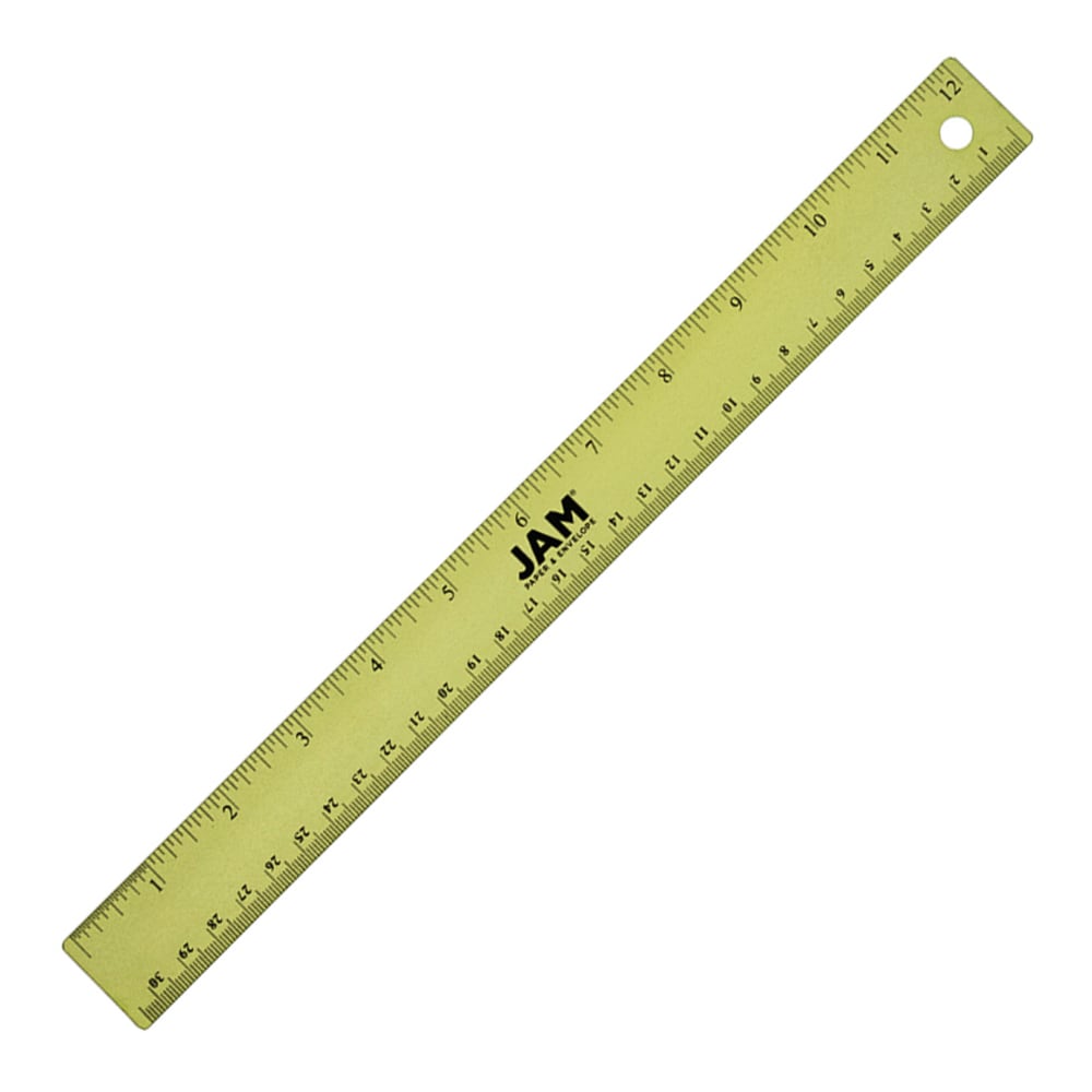 JAM Paper Non-Skid Stainless-Steel Ruler, 12in, Lime Green MPN:347M12LIOD