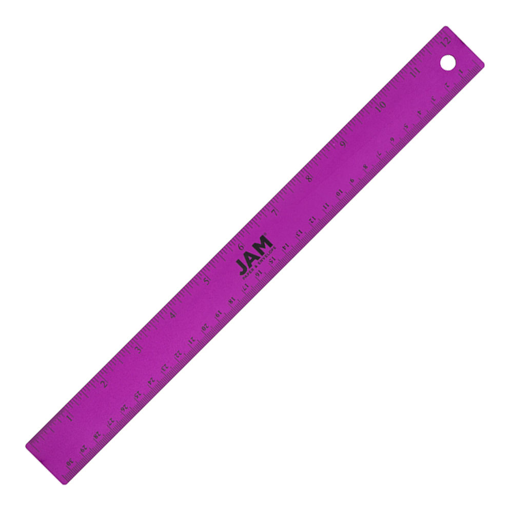JAM Paper Non-Skid Stainless-Steel Ruler, 12in, Purple MPN:347M12PUOD