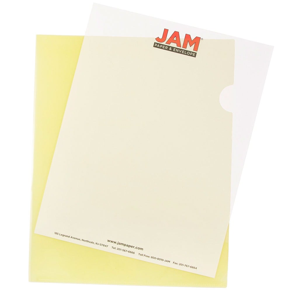 JAM Paper Plastic Sleeves, 9in x 11 1/2in, 1in Capacity, Yellow, Pack Of 12 MPN:2226316991