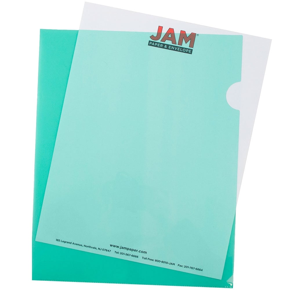 JAM Paper Plastic Sleeves, 9in x 11 1/2in, 1in Capacity, Green, Pack Of 12 MPN:226325846
