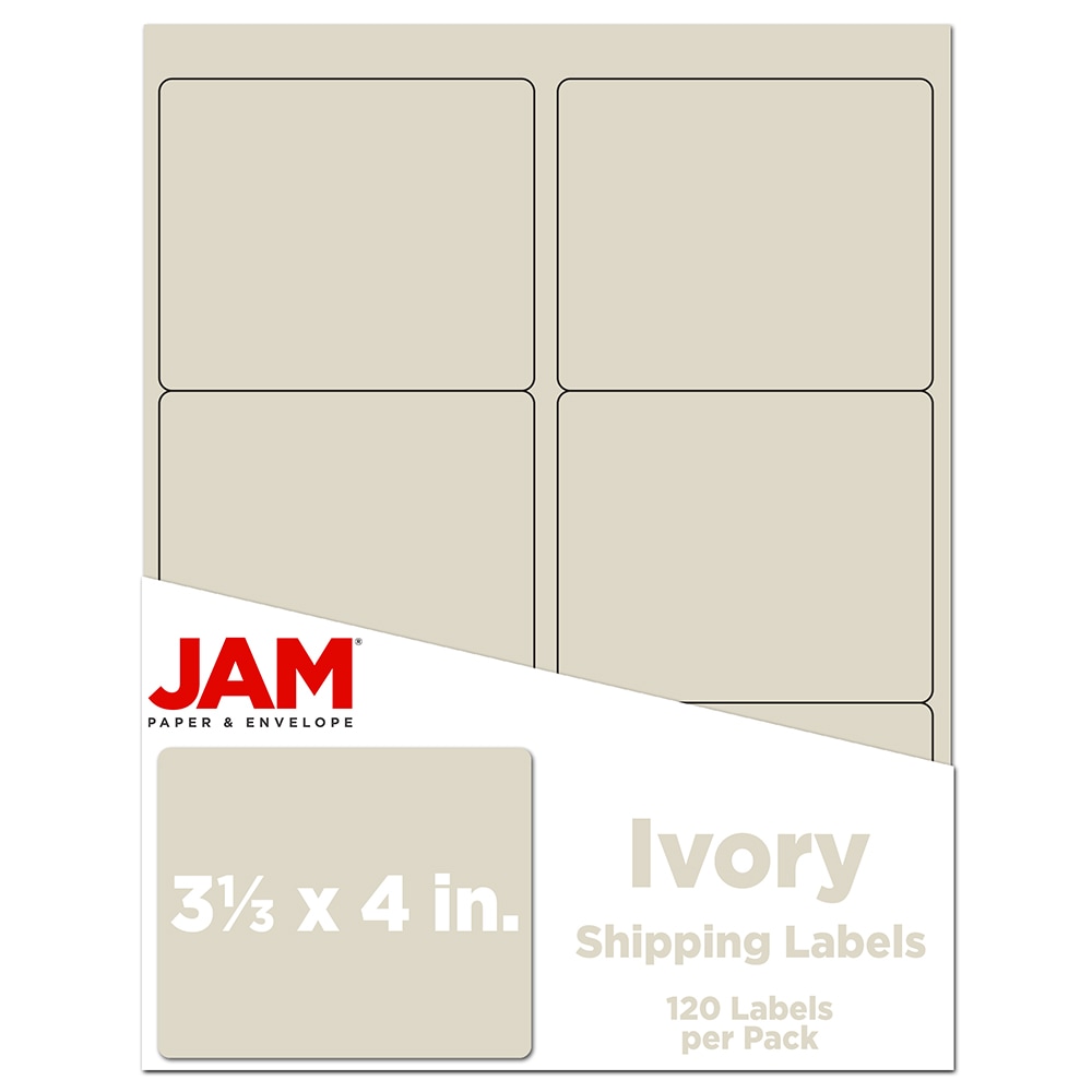 JAM Paper Mailing Address Labels, Rectangle, 3 1/3in x 4in, Ivory, Pack Of 120 MPN:17966069